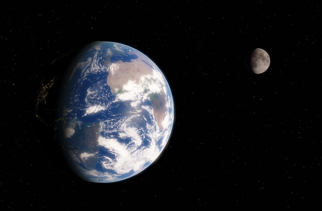Výpočet vzdialenosti Mesiaca a hmotnosti Zeme